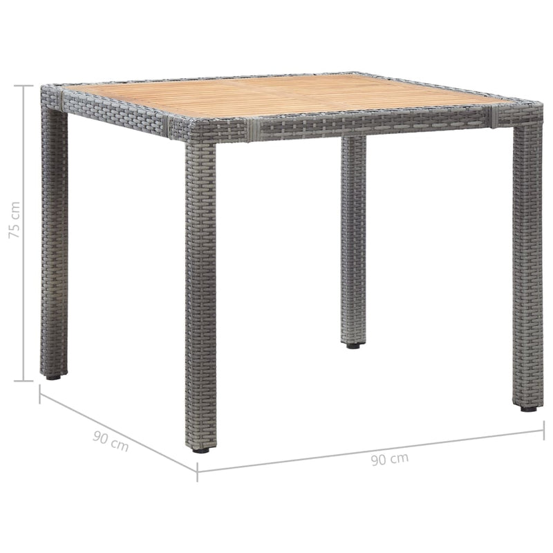 5 Piece Garden Dining Set with Cushions Poly Rattan Grey