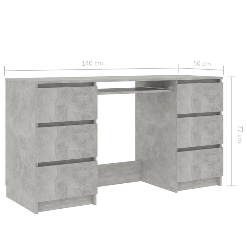 Writing Desk Concrete Grey 140x50x77 cm Chipboard