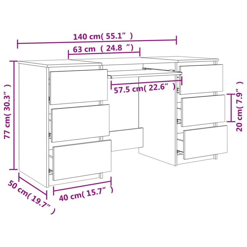 Writing Desk Concrete Grey 140x50x77 cm Chipboard