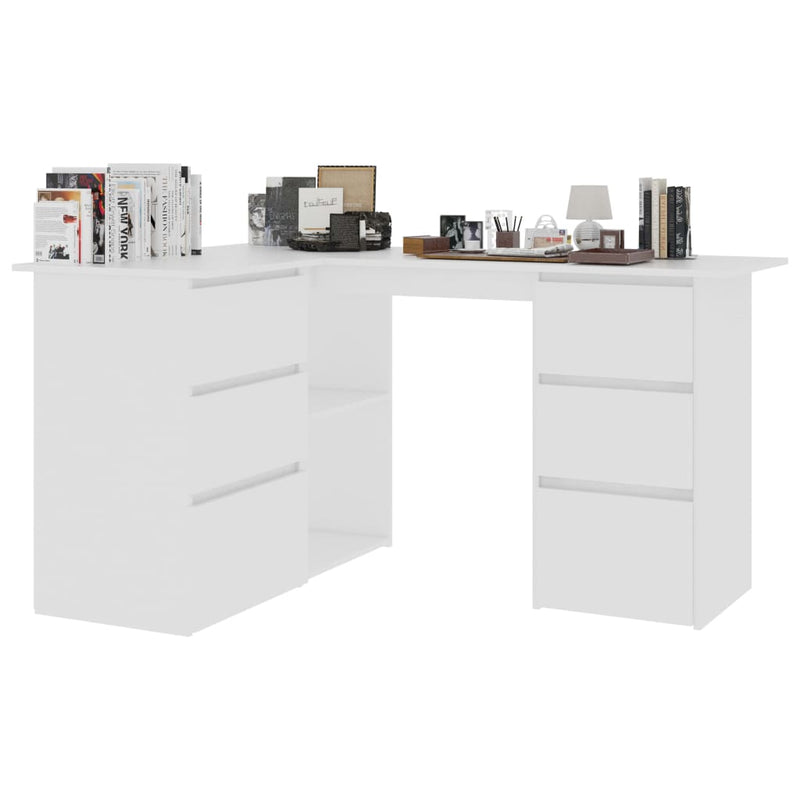 Corner Desk White 145x100x76 cm Chipboard