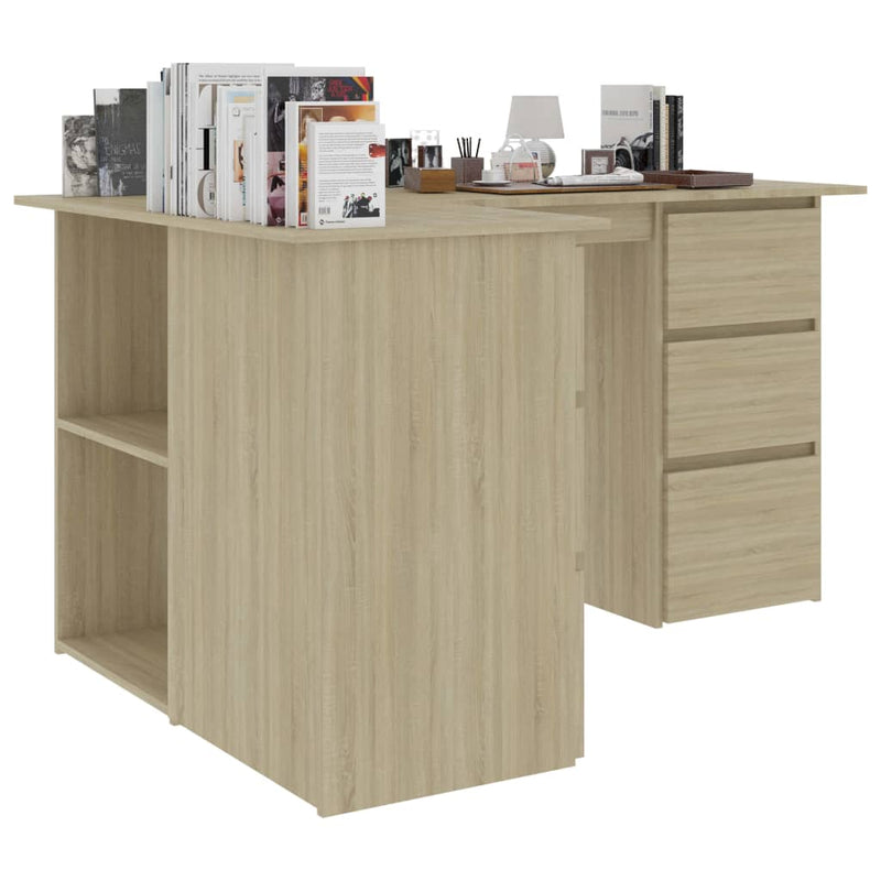 Corner Desk Sonoma Oak 145x100x76 cm Chipboard