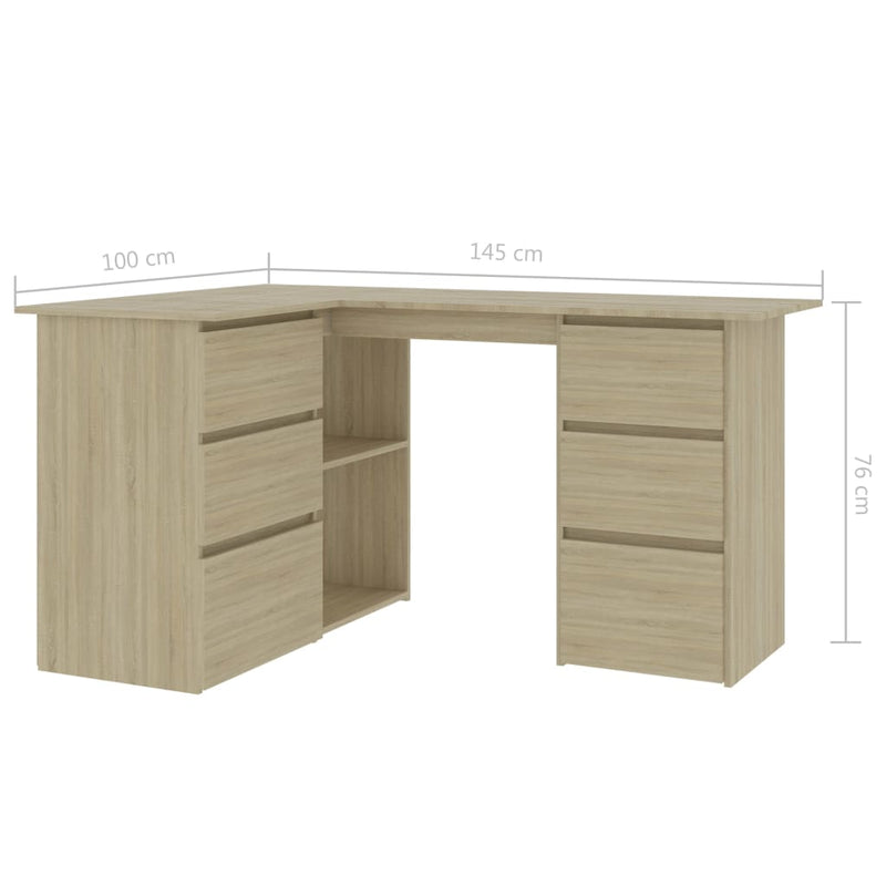 Corner Desk Sonoma Oak 145x100x76 cm Chipboard