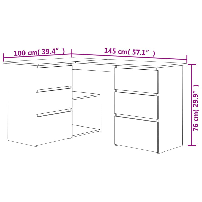 Corner Desk Sonoma Oak 145x100x76 cm Chipboard