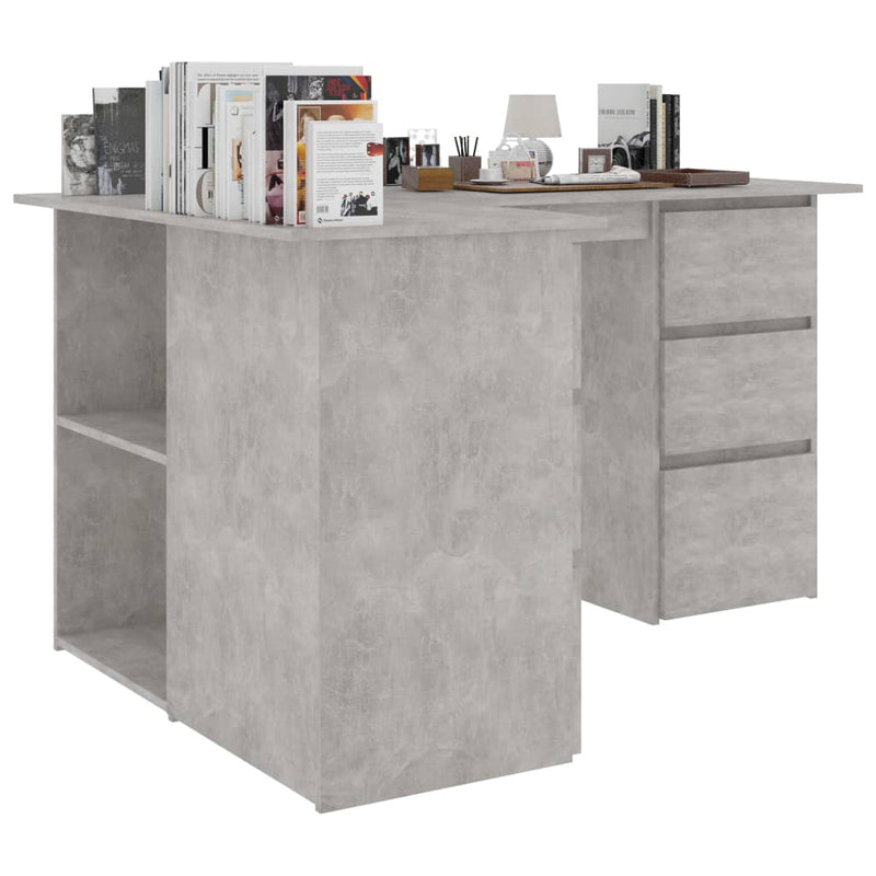 Corner Desk Concrete Grey 145x100x76 cm Chipboard