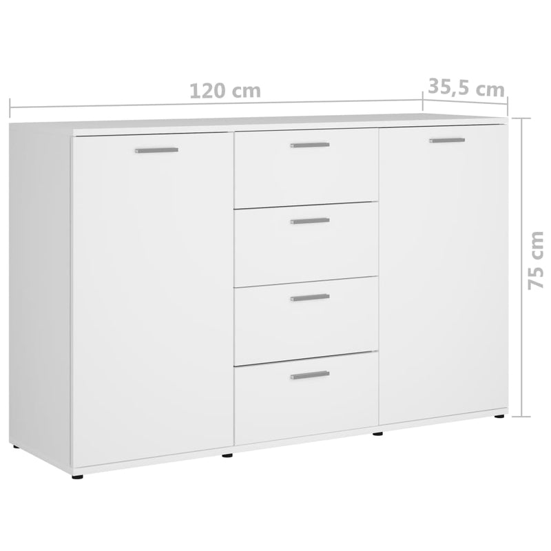 Sideboard White 120x35.5x75 cm Chipboard