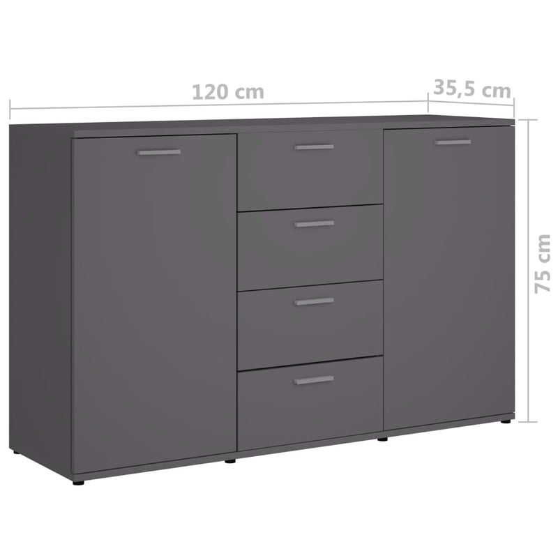 Sideboard Grey 120x35.5x75 cm Chipboard