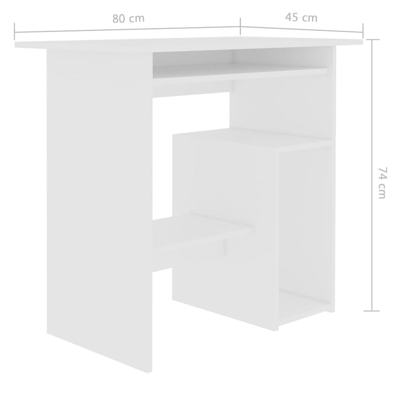 Desk White 80x45x74 cm Chipboard