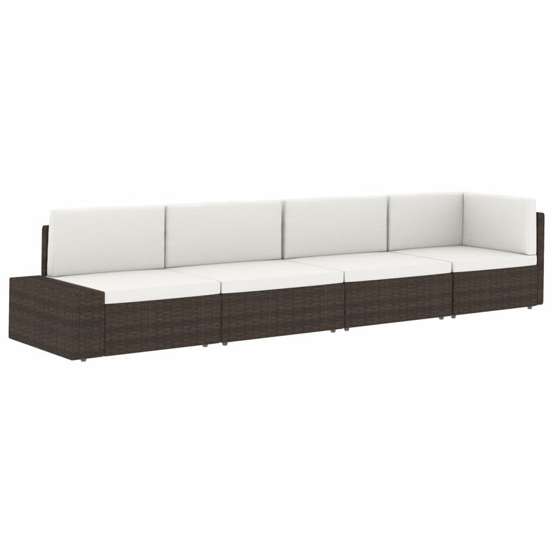 Sectional Corner Sofa with Right Armrest Poly Rattan Black