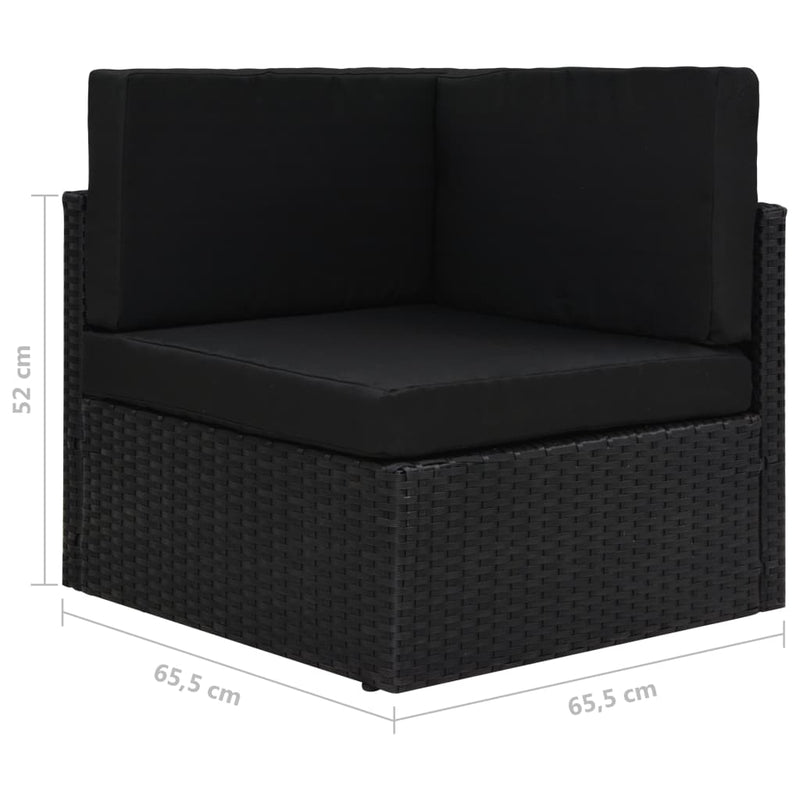 Sectional Corner Sofa Poly Rattan Black