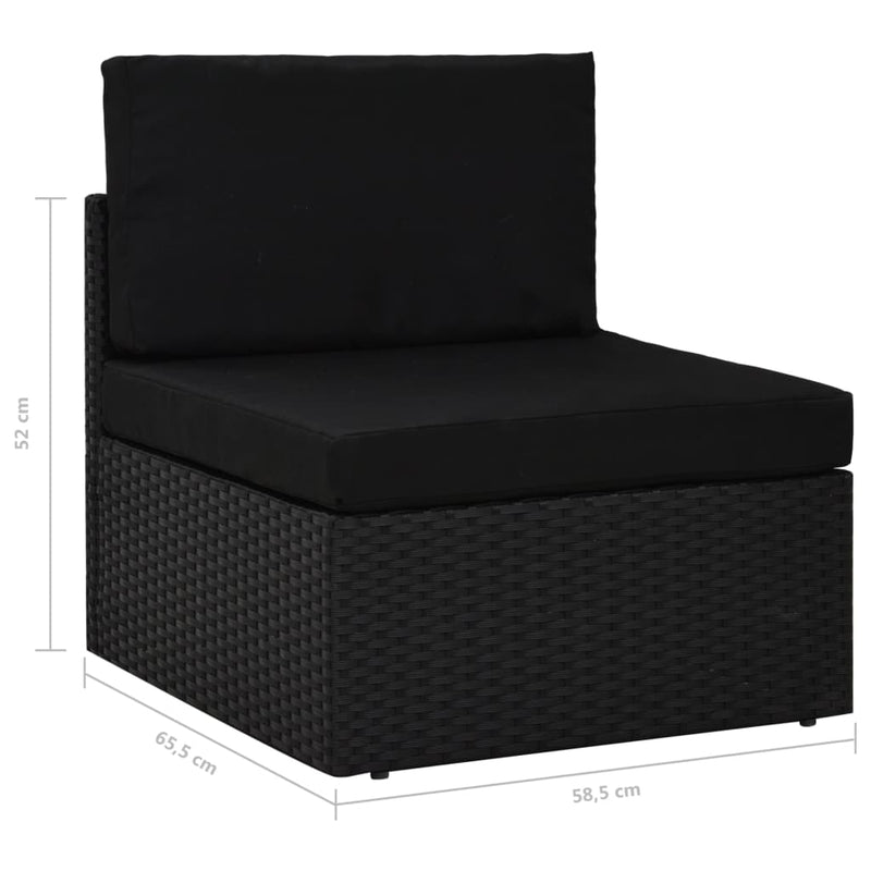 Sectional Sofa 2-Seater Poly Rattan Black