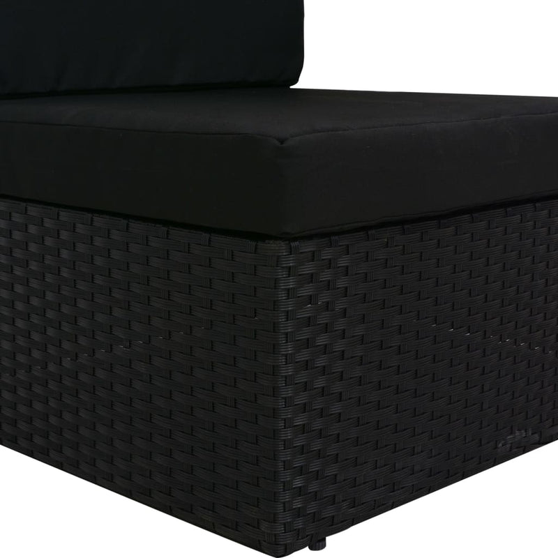 Sectional Sofa 3-Seater Poly Rattan Black