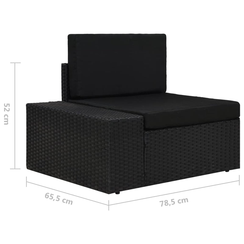Sectional Sofa 3-Seater Poly Rattan Black