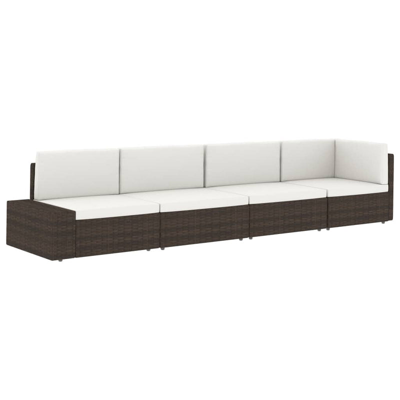 Sectional Middle Sofa Poly Rattan Brown