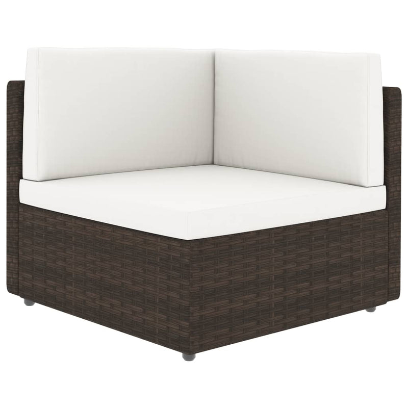 Sectional Corner Sofa Poly Rattan Brown