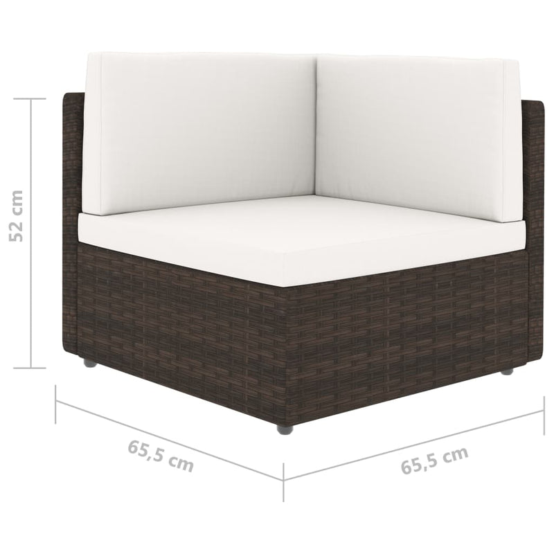 Sectional Corner Sofa Poly Rattan Brown