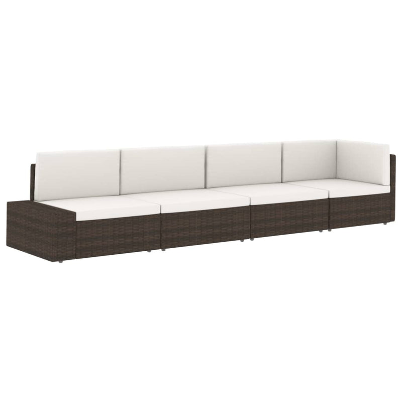 Sectional Corner Sofa Poly Rattan Brown