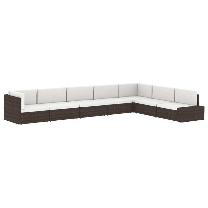 Sectional Corner Sofa Poly Rattan Brown