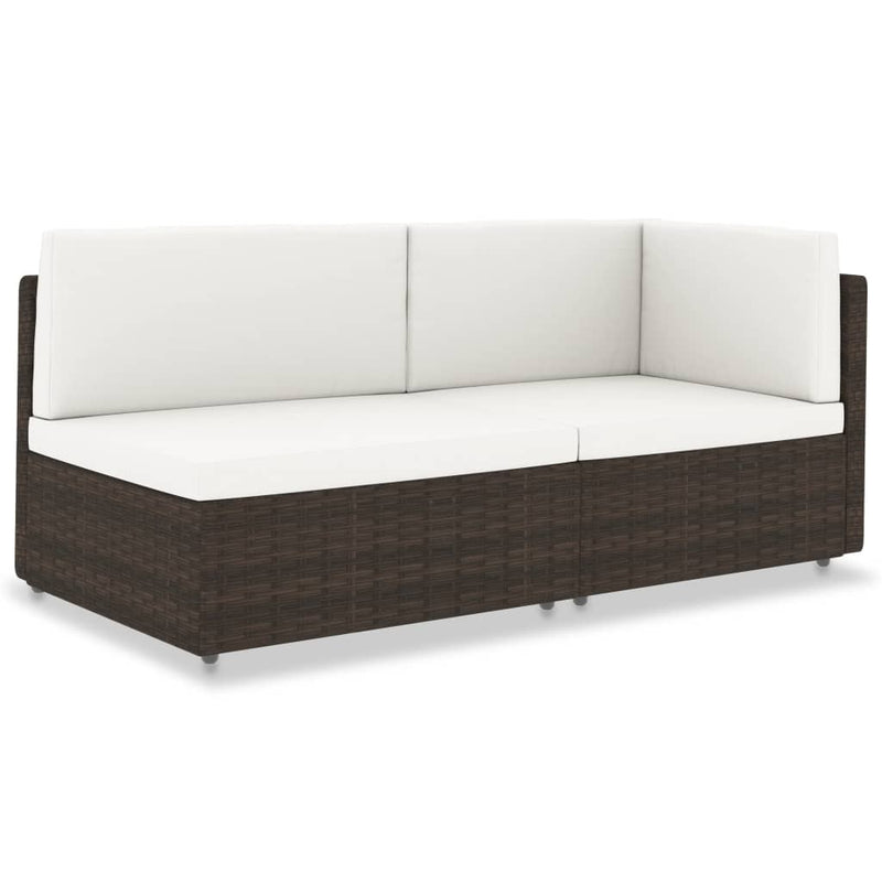 Sectional Sofa 2-Seater Poly Rattan Brown