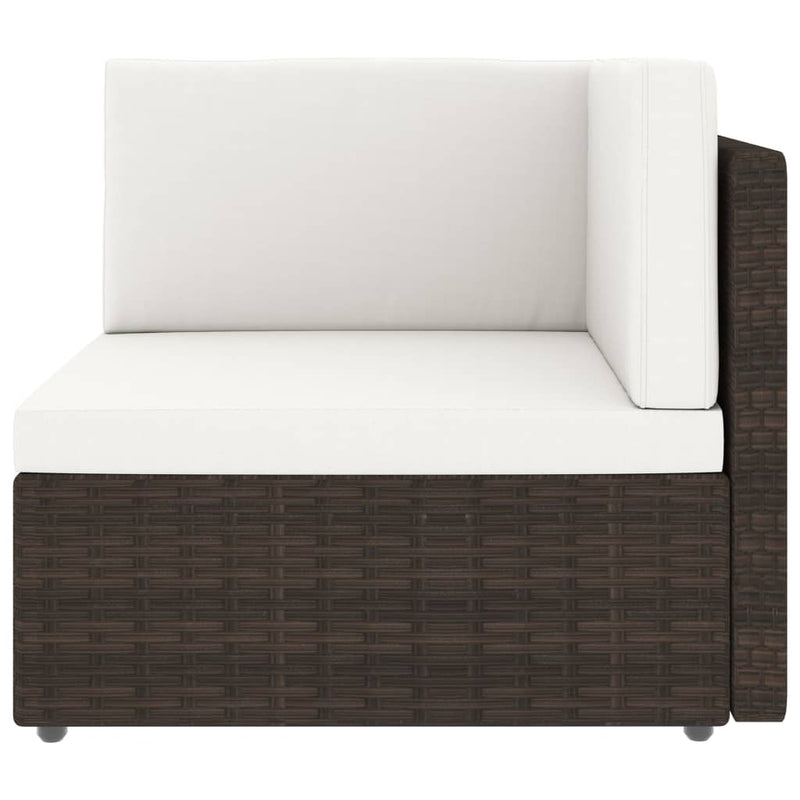 Sectional Sofa 2-Seater Poly Rattan Brown