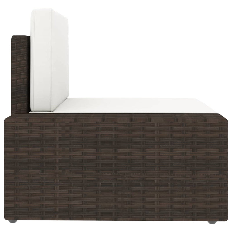 Sectional Sofa 3-Seater Poly Rattan Brown