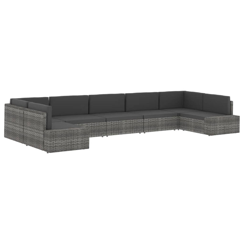 Sectional Corner Sofa with Left Armrest Poly Rattan Grey