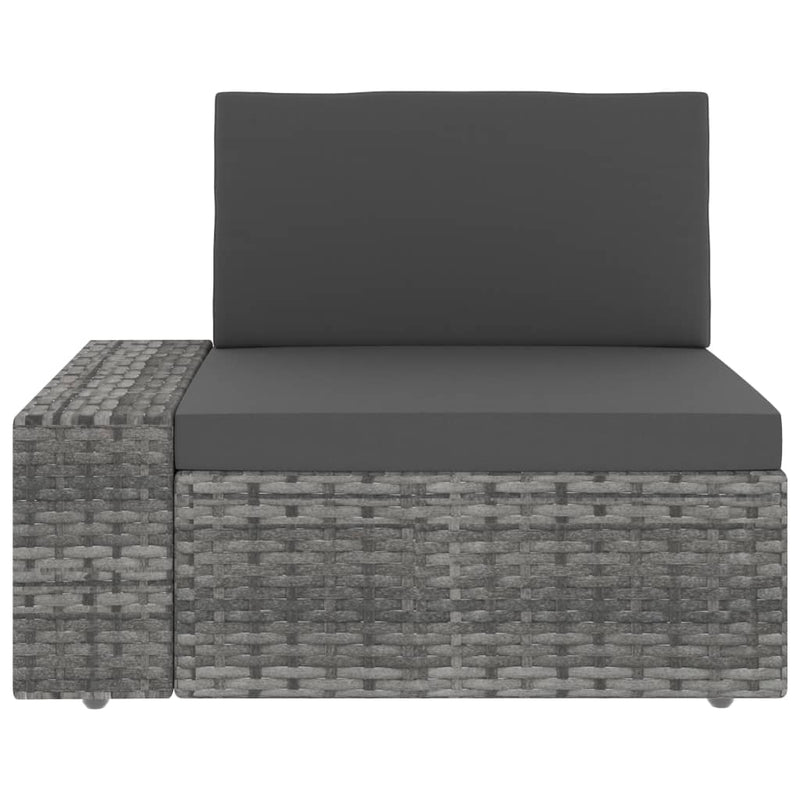 Sectional Corner Sofa with Right Armrest Poly Rattan Grey