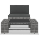 2 Piece Garden Lounge Set Poly Rattan Grey