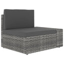 Sectional Sofa 3-Seater Poly Rattan Grey