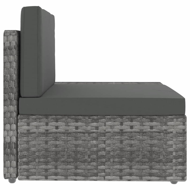 Sectional Sofa 3-Seater Poly Rattan Grey