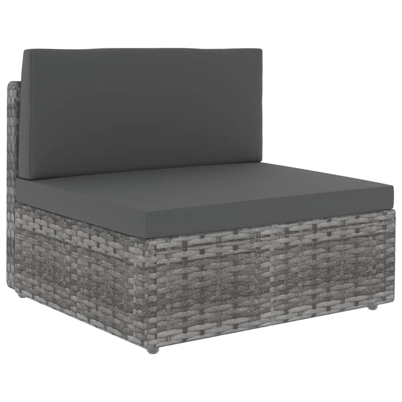 Sectional Sofa 3-Seater Poly Rattan Grey