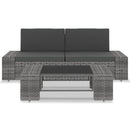 3 Piece Garden Lounge Set Poly Rattan Grey