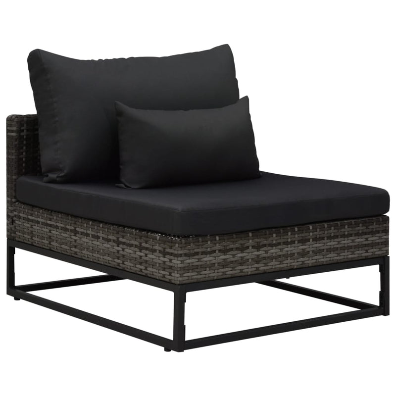 3 Piece Garden Sofa Set with Cushions Poly Rattan Grey