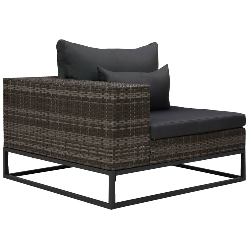 3 Piece Garden Sofa Set with Cushions Poly Rattan Grey