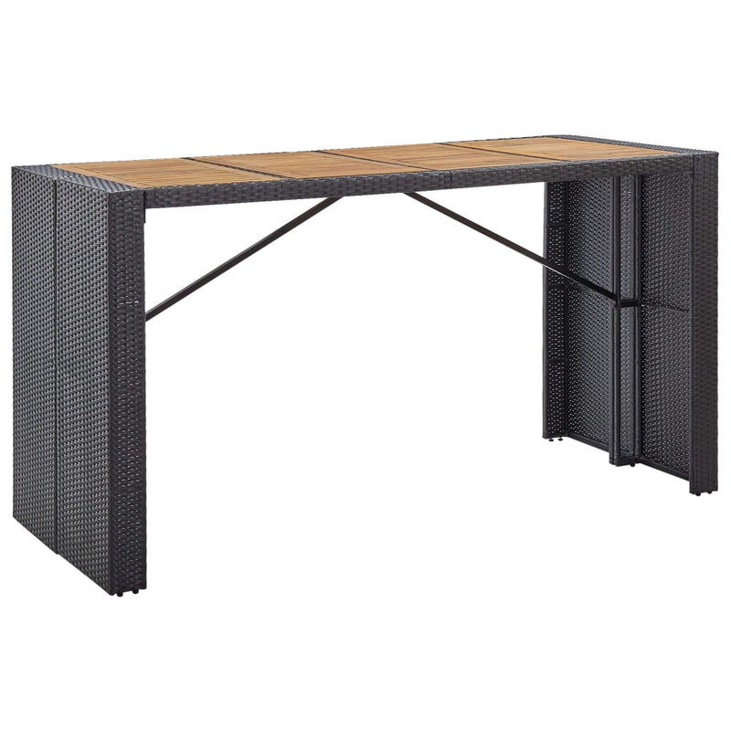 9 Piece Outdoor Bar Set Poly Rattan and Acacia Wood Black