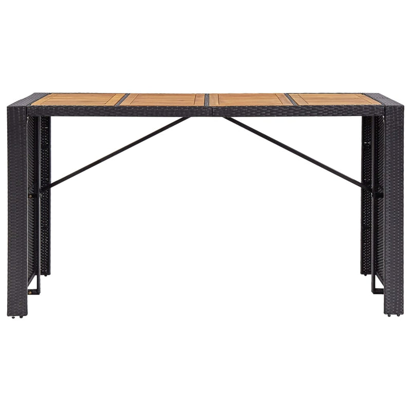 9 Piece Outdoor Bar Set Poly Rattan and Acacia Wood Black