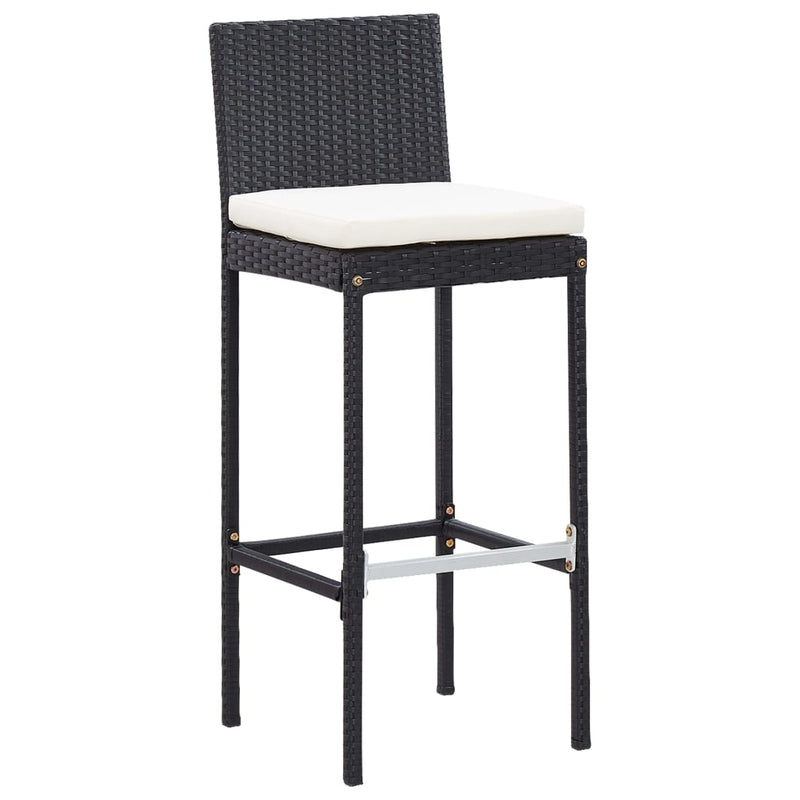9 Piece Outdoor Bar Set Poly Rattan and Acacia Wood Black