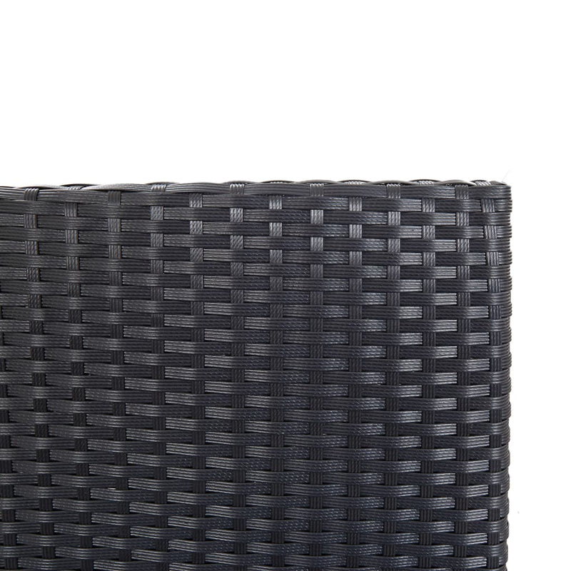 9 Piece Outdoor Bar Set Poly Rattan and Acacia Wood Black