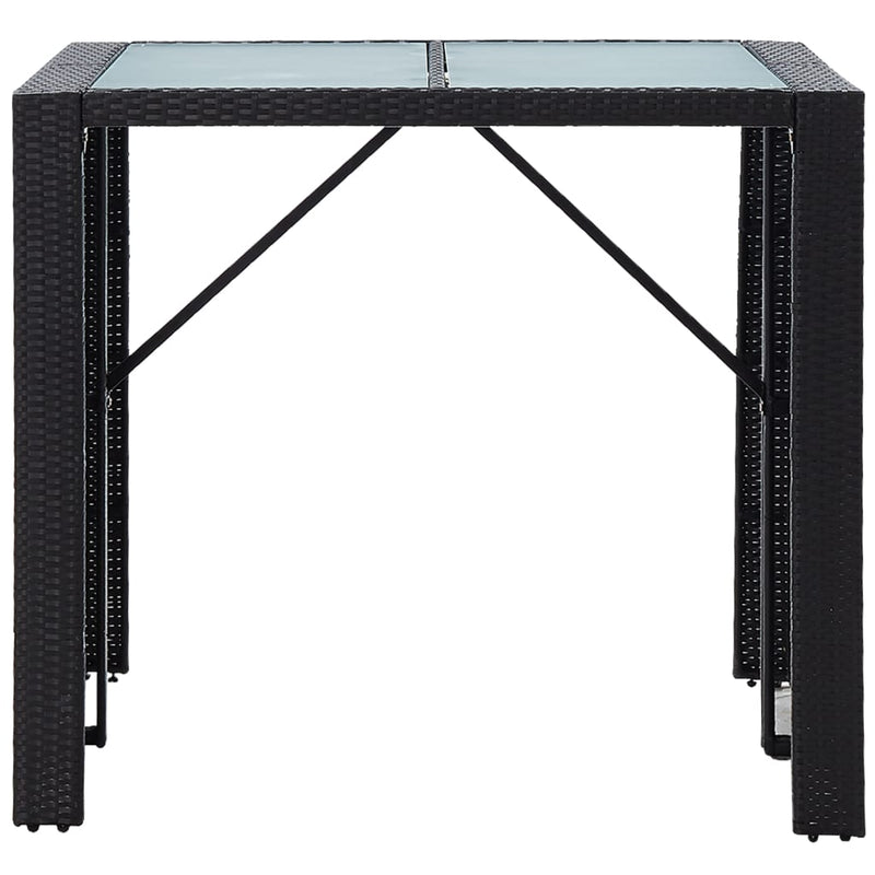 5 Piece Outdoor Bar Set Poly Rattan and Glass Black