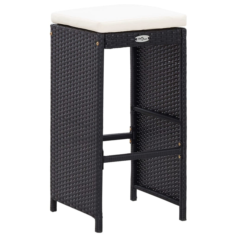 5 Piece Outdoor Bar Set Poly Rattan and Glass Black