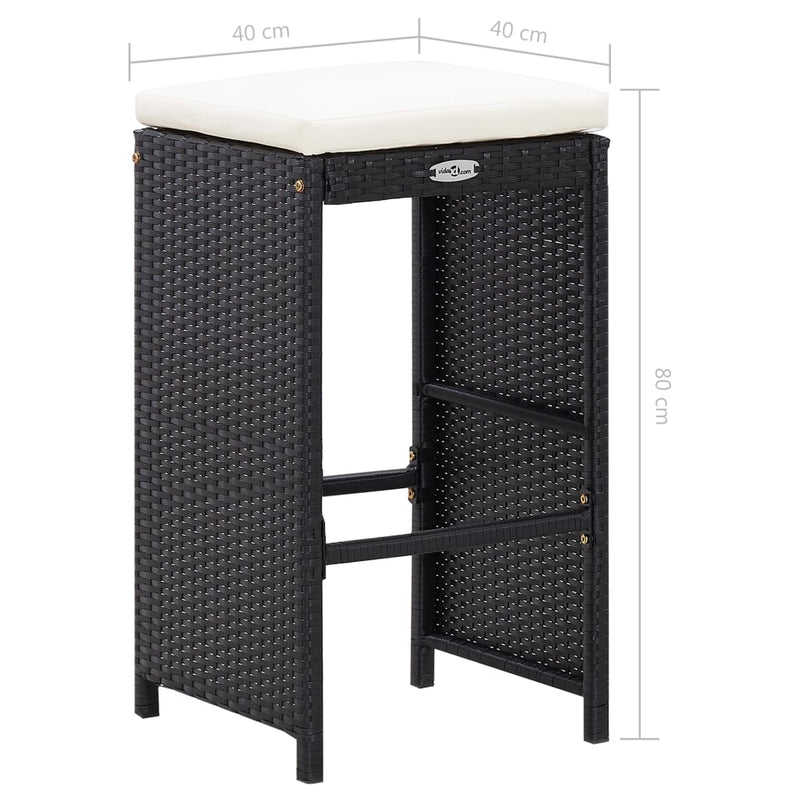 9 Piece Outdoor Bar Set Poly Rattan Black