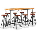 9 Piece Bar Set Solid Acacia Wood. Genuine Leather & Canvas