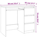 Desk White 90x45x76 cm Chipboard