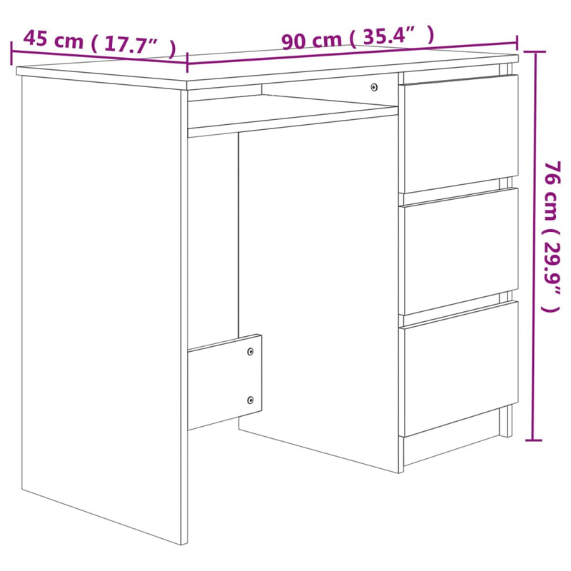 Desk Concrete Grey 90x45x76 cm Chipboard