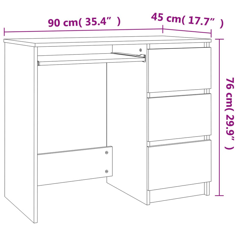 Desk Concrete Grey 90x45x76 cm Chipboard