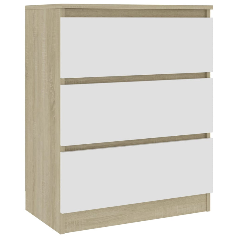 Sideboard White and Sonoma 60x35x76 cm Chipboard