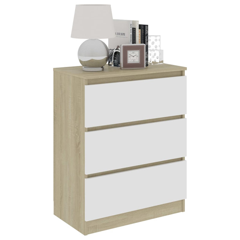Sideboard White and Sonoma 60x35x76 cm Chipboard