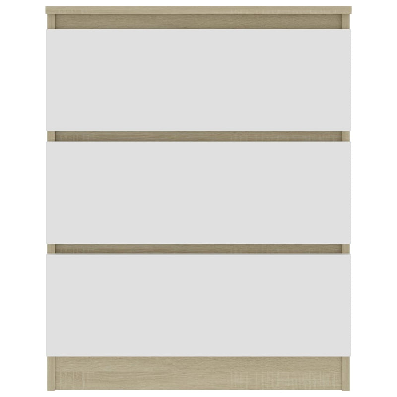 Sideboard White and Sonoma 60x35x76 cm Chipboard
