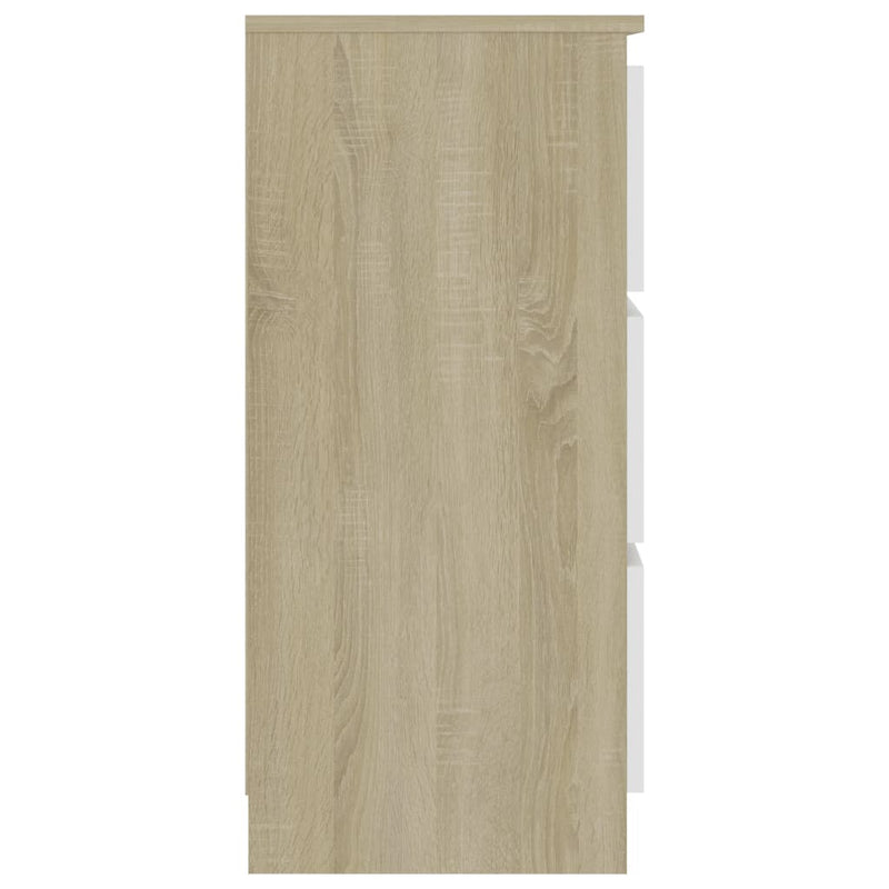 Sideboard White and Sonoma 60x35x76 cm Chipboard
