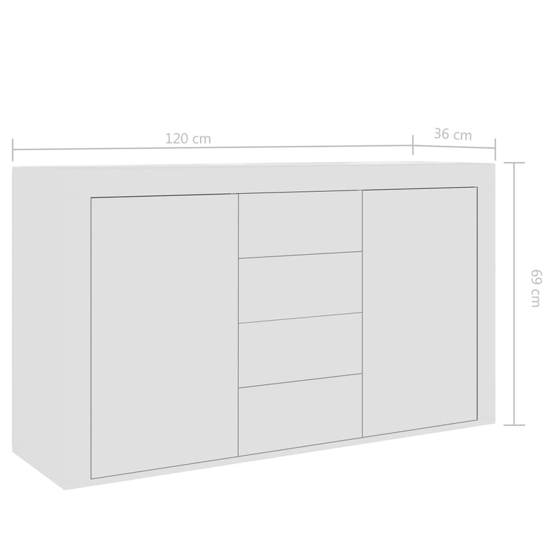 Sideboard White 120x36x69 cm Chipboard