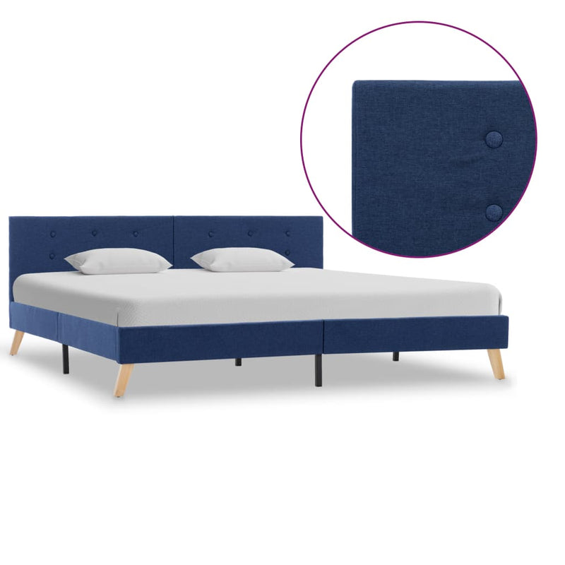 Bed Frame Blue Fabric 183x203 cm